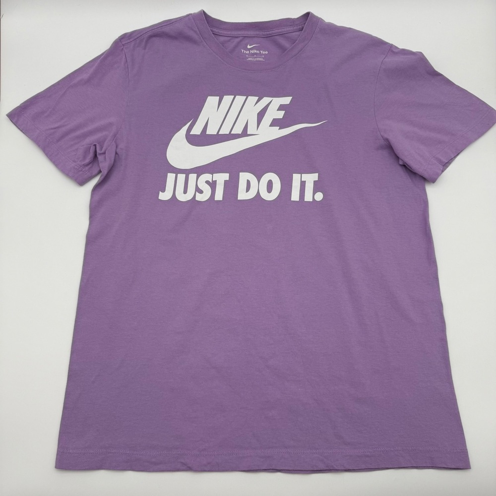 Nike Just Do It Purple Graphic T-Shirt Women's Medium Short Sleeve Cotton